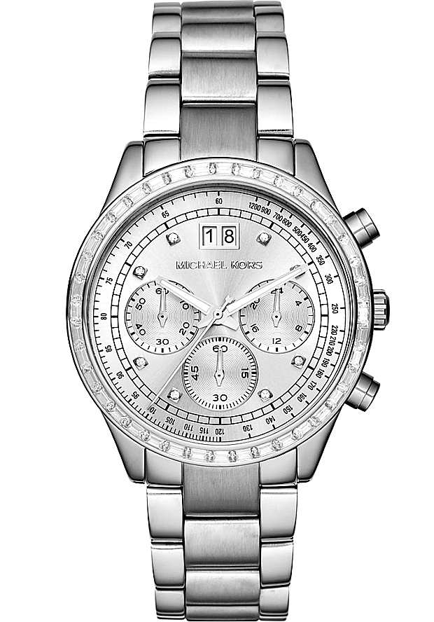 Michael Kors Brinkley Diamonds Silver Dial Silver Steel Strap Watch for Women - MK6186