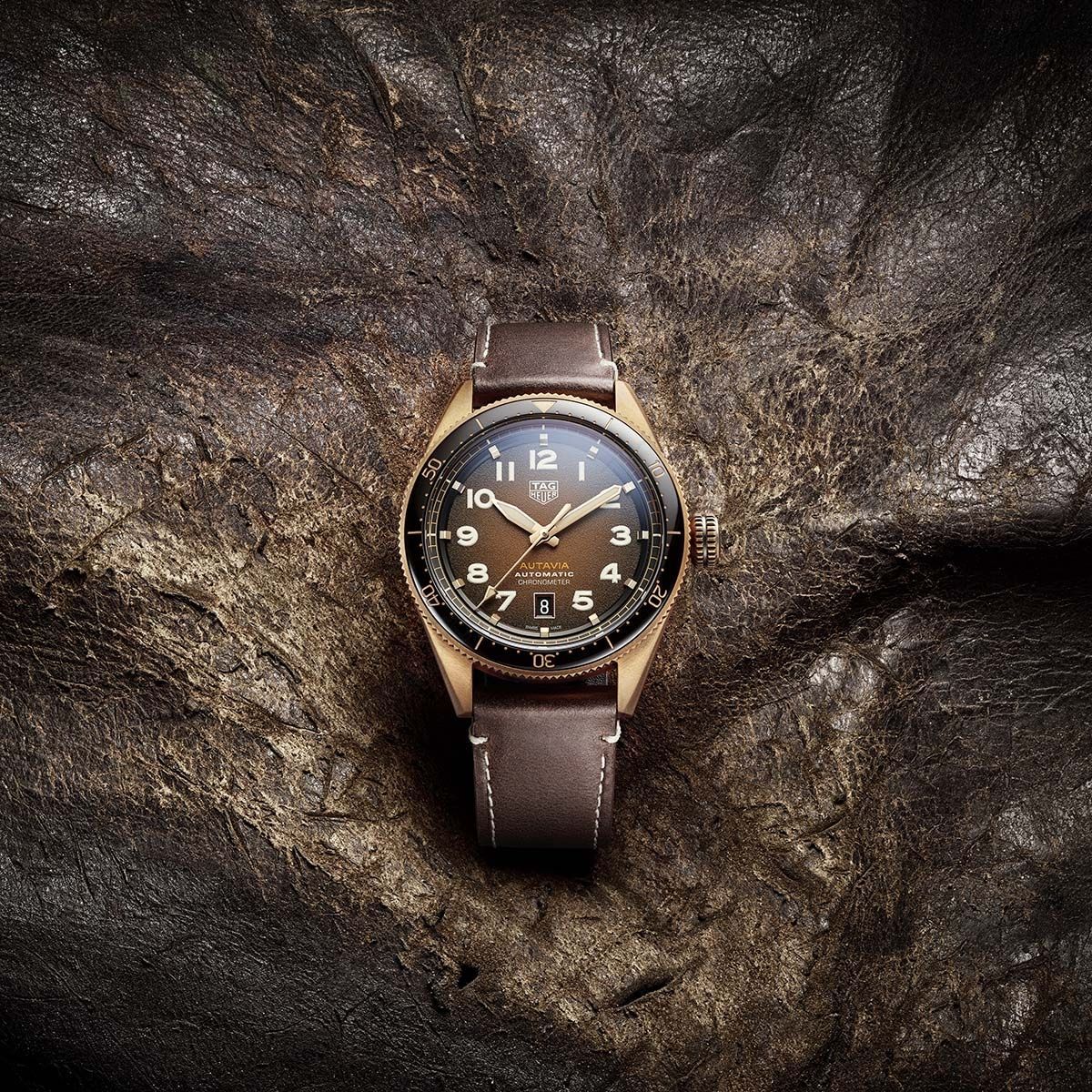 Tag Heuer Autavia 42mm Brown Dial Brown Leather Strap Watch for Men - WBE5191.FC8276