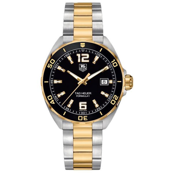 Tag Heuer Formula 1 Quartz Black Dial Two Tone Steel Strap Watch for Men - WAZ1121.BB0879