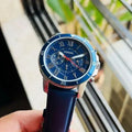 Fossil Grant Chronograph Blue Dial Blue Leather Strap Watch for Men - FS5373