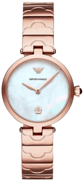 Emporio Armani Mother of Pearl Dial Rose Gold Steel Strap Watch For Women - AR11236