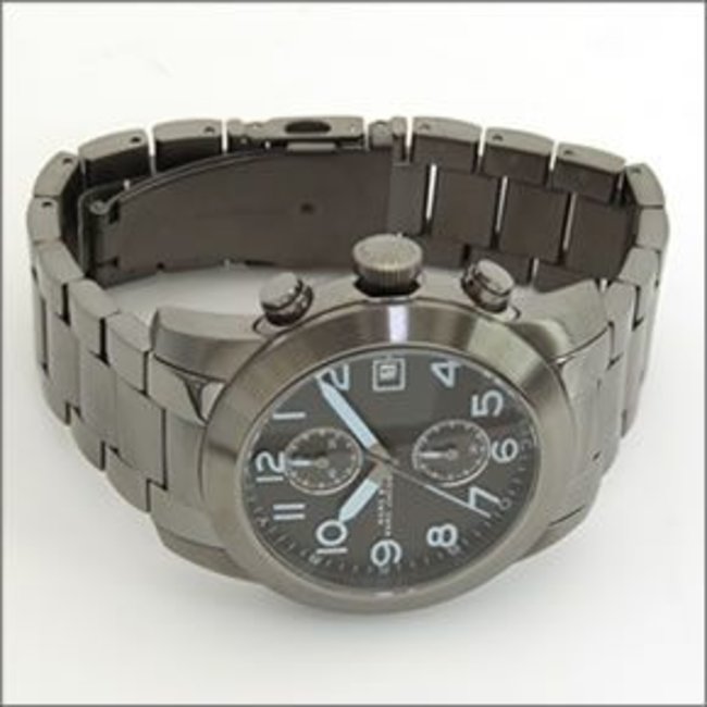 Marc Jacobs Larry Chronograph Black Dial Grey Steel Strap Watch for Men - MBM5051