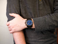 Versace V-Ray Chronograph Quartz Blue Dial Black Steel Strap Watch For Men - VE2I00521