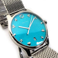 Gucci G-Timeless Turquiose Mother of Pearl Dial Silver Mesh Bracelet Watch For Women - YA1264039