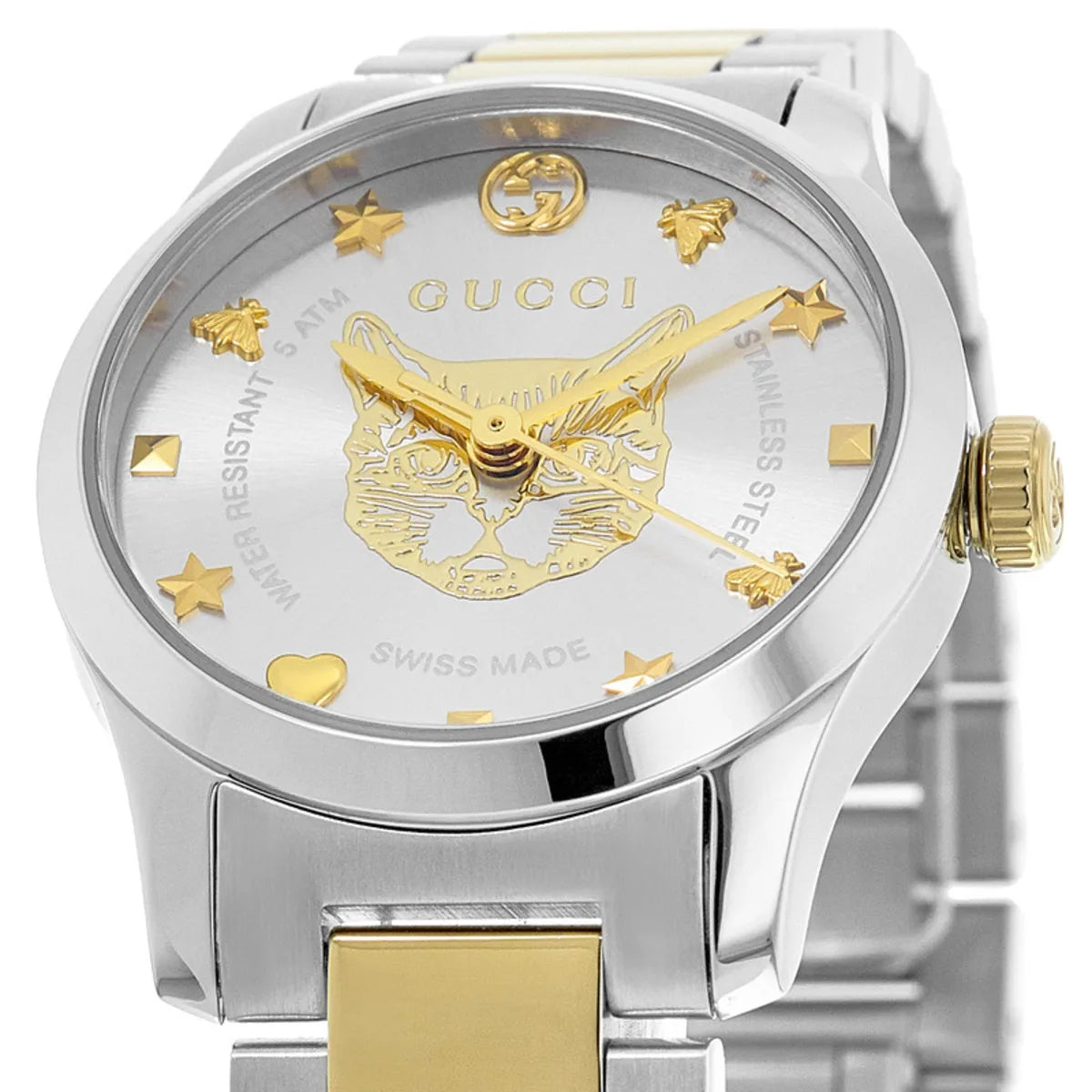 Gucci G Timeless Quartz Silver Dial Two Tone Steel Strap Watch For Women - YA126596