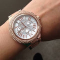 Michael Kors Camille Chronograph White Dial Rose Gold Steel Strap Watch for Women - MK5636