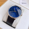 Calvin Klein High Noon Quartz Blue Dial Black Leather Strap Watch for Men - K8M211CN