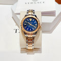 Versace Hellenyium Blue Dial Two Tone Steel Strap Watch for Women - V12060017