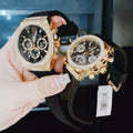 Guess Momentum Chronograph Diamonds Black Dial Black Silicone Strap Watch For Men - GW0518G2