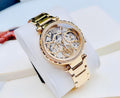 Guess Solstice Diamonds Gold Dial Gold Steel Strap Watch for Women - GW0403L2