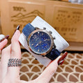 Guess Marina Chronograph Blue Dial Blue Denim Strap Watch For Women - W1057L1