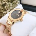 Movado Bold Black Dial Gold Steel Strap Unisex Watch - 3600397
