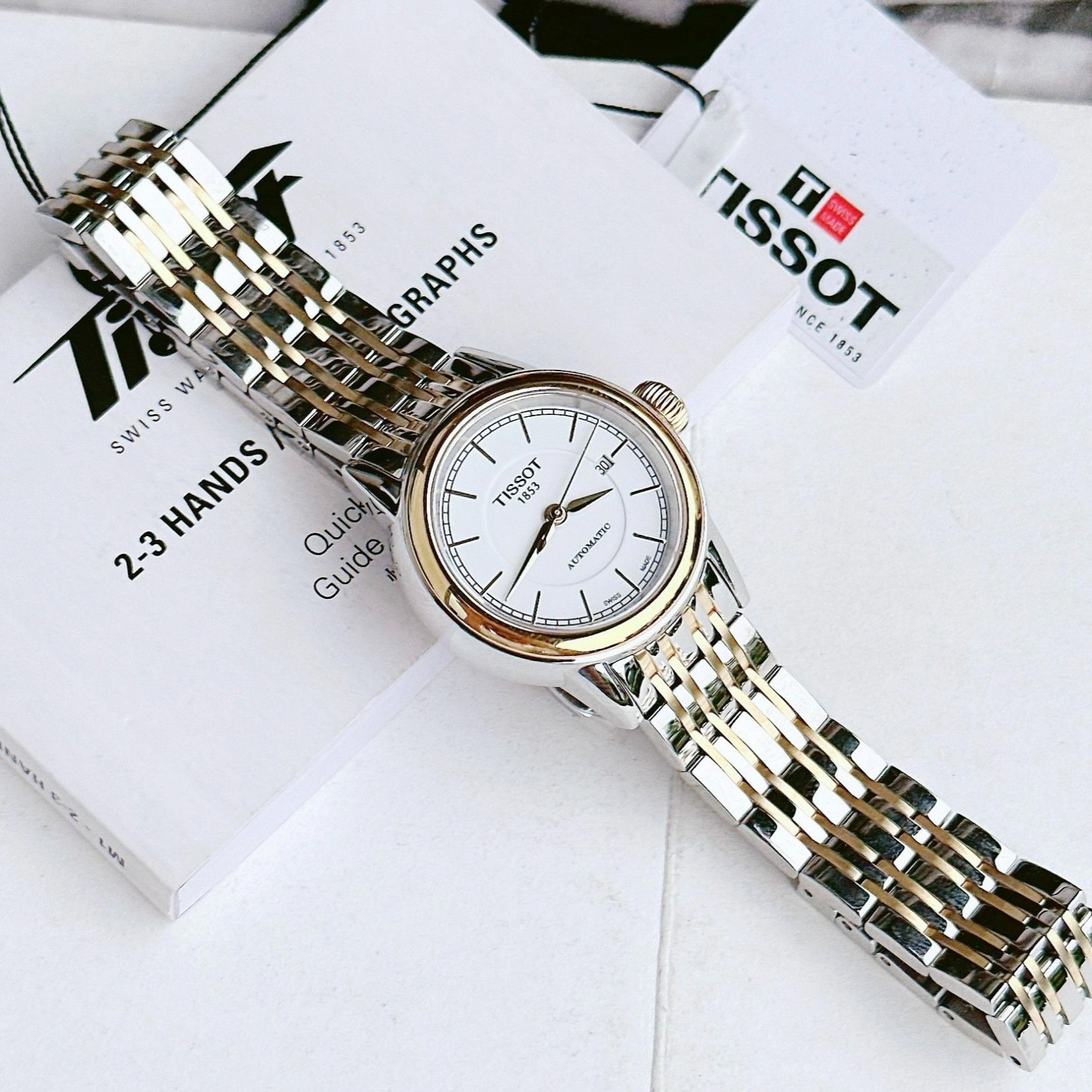 Tissot Carson Automatic Silver Dial Two Tone Steel Strap Watch For Women - T085.207.22.011.00