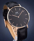 Daniel Wellington Classic Reading Black Dial Black Leather Strap Watch For Women - DW00100141
