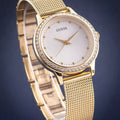 Guess Chelsea White Dial Gold Mesh Bracelet Watch For Women - W0647L7