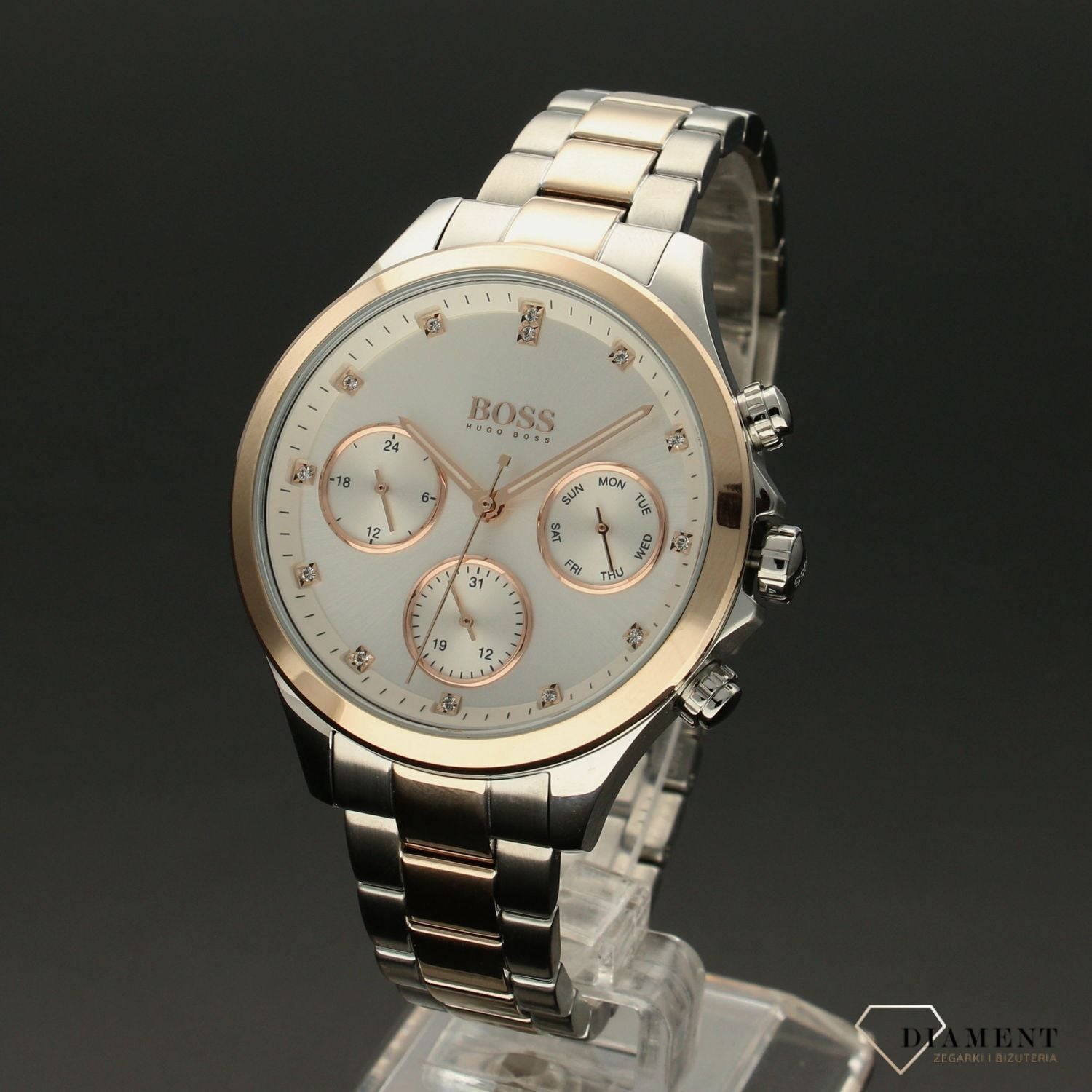 Hugo Boss Hera White Dial Two Tone Steel Strap Watch for Women - 1502564
