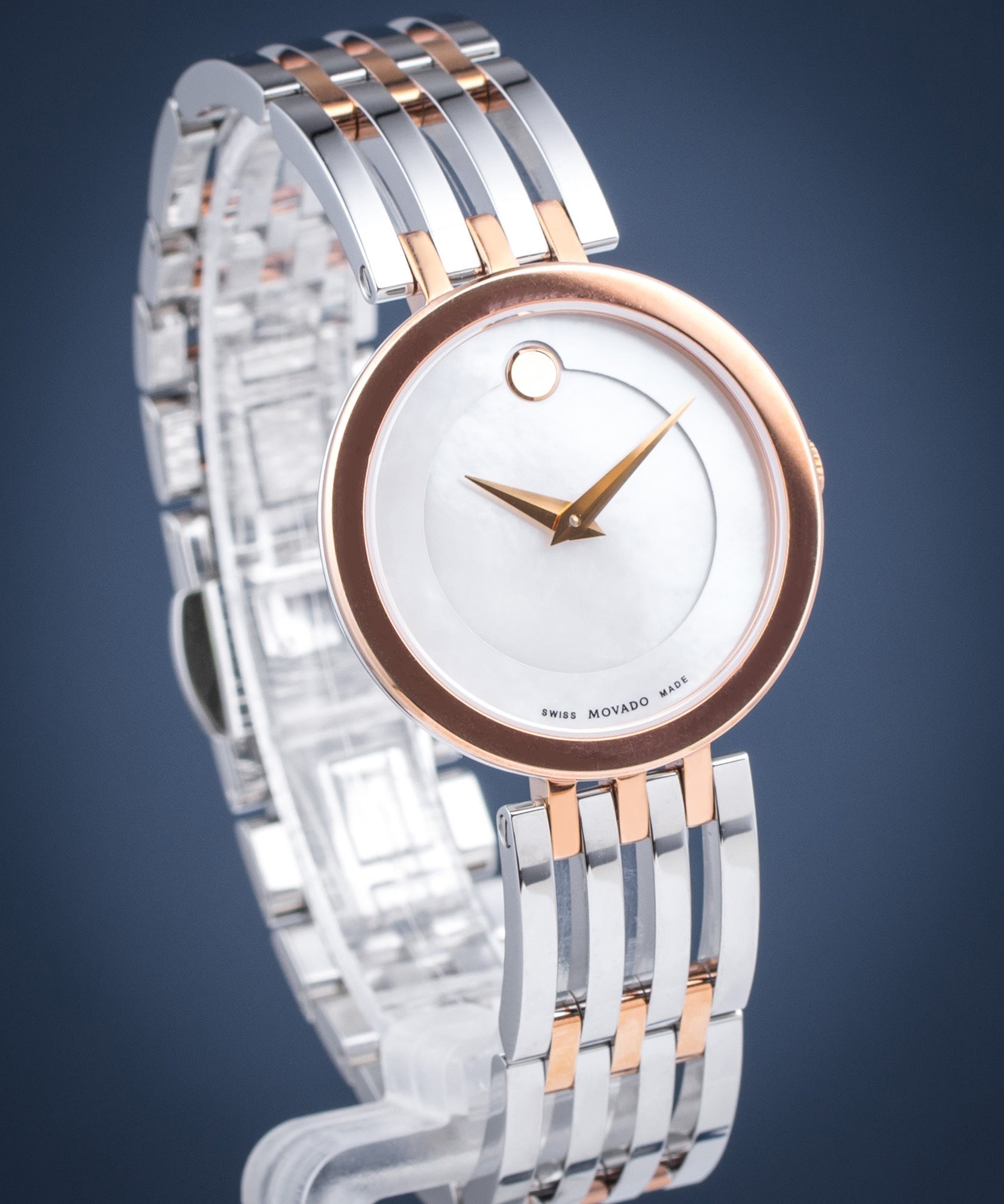 Movado Esperanza Mother of Pearl Dial Two Tone Steel Strap Watch For Women - 0607114