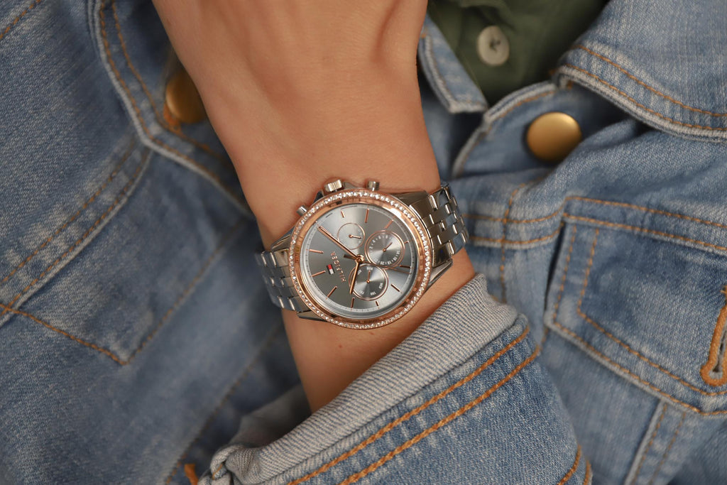Tommy Hilfiger Ari Diamonds Blue Dial Silver Steel Strap Watch for Women - 1781976