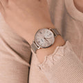 Fossil Jacqueline Mother of Pearl White Dial Gold Mesh Strap Watch for Women - ES4352