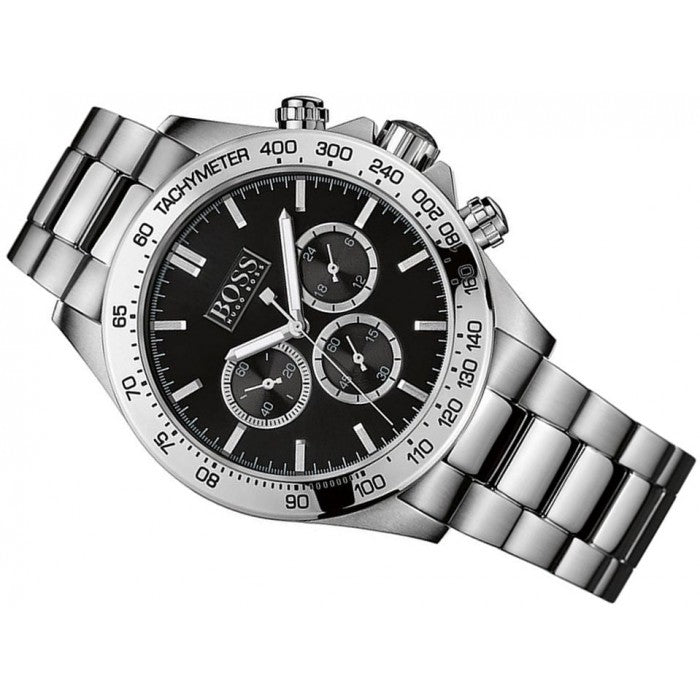 Hugo Boss Ikon Black Dial Silver Steel Strap Watch for Men - 1512965