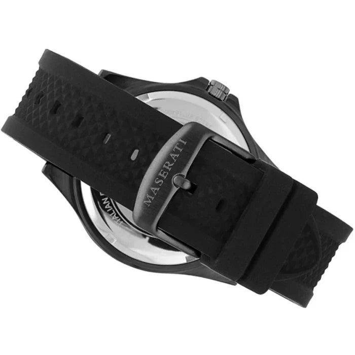 Maserati SFIDA Quartz Black Dial Black Rubber Strap Watch For Men - R8851140001
