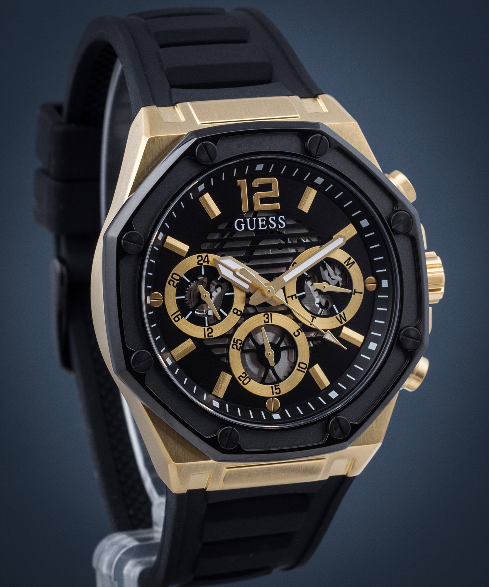 Guess Momentum Black Dial Black Rubber Strap Watch for Men - GW0263G1