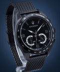 Maserati Traguardo Chronograph Black Dial Black Mesh Bracelet Watch For Men - R8873612031