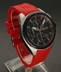 Hugo Boss Volane Black Dial Red Rubber Strap Watch for Men - 1513959