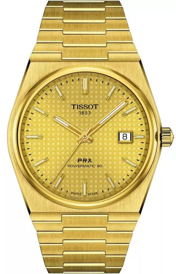 Tissot PRX Powermatic 80 Gold Dial Gold Steel Strap Watch for Men - T137.407.33.021.00