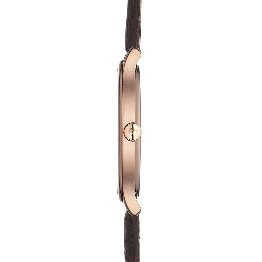 Tissot T Classic Tradition Silver Dial Brown Leather Strap Watch For Men - T063.610.36.038.00