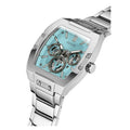 Guess Phoenix Multi Function Aqua Blue Dial Silver Steel Strap Watch for Men - GW0456G4