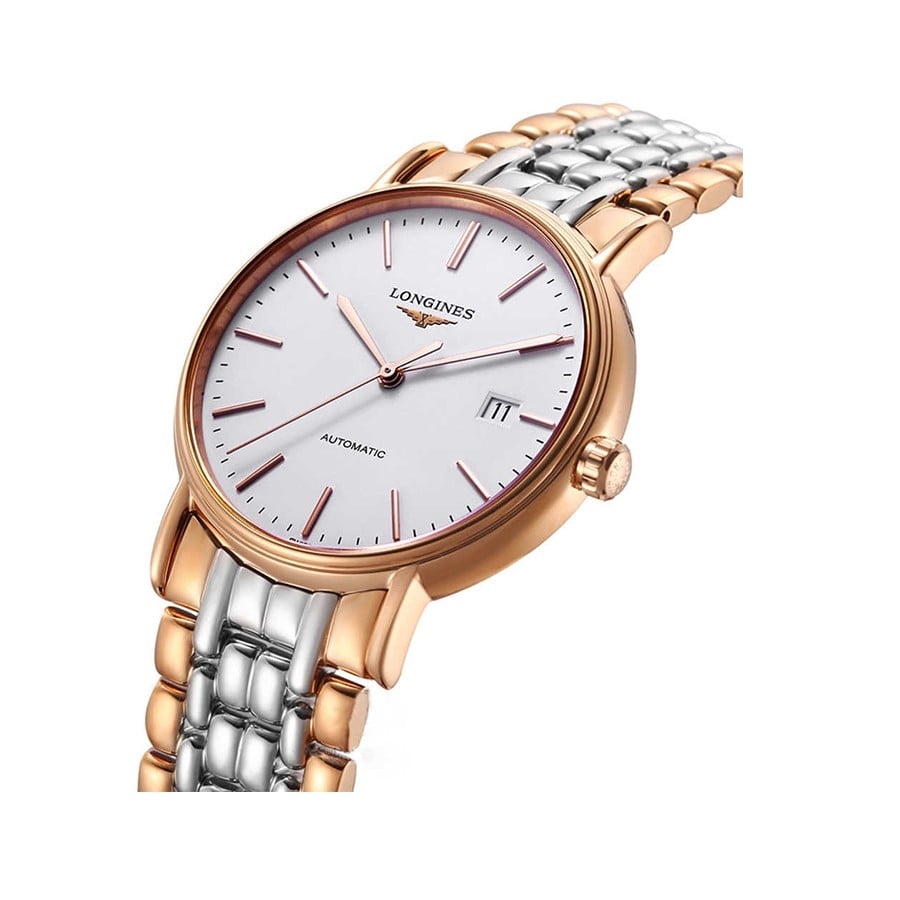 Longines Presence 38.5mm Automatic White Dial Two Tone Steel Strap Watch for Men - L4.921.1.12.7