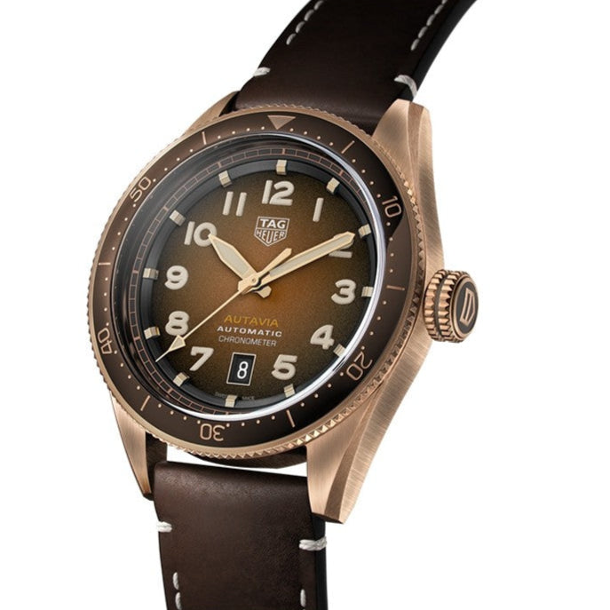 Tag Heuer Autavia Brown Dial Brown Leather Strap Watch for Men - WBE5191.FC8276
